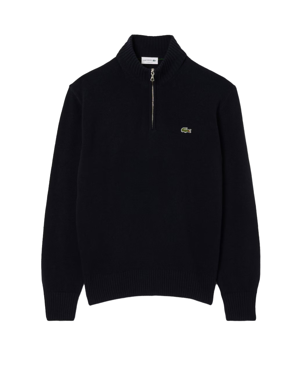 Pull zippé en laine cardée uni col montant
