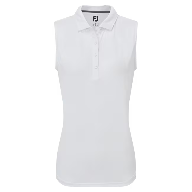 Polo Uni en Fil d'Ecosse sans manche avec dos en maille Blanc
