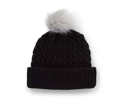 BONNET POMPON NOIR FEMME