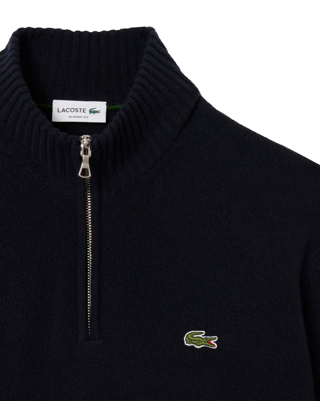Pull zippé en laine cardée uni col montant