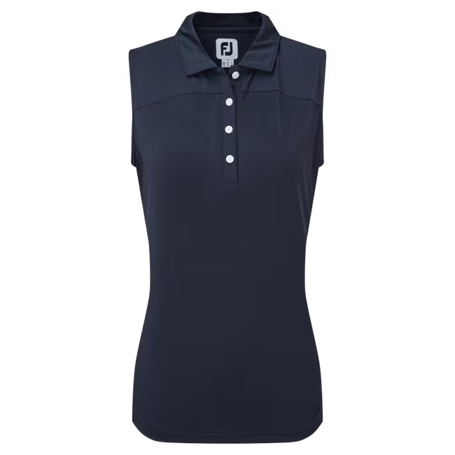 Polo Uni en Fil d'Ecosse sans manche avec dos en maille Navy